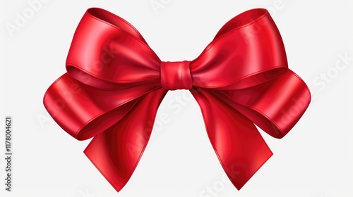Festive Valentine's Day Gift: Red Ribbon-Tied Bow on White Background