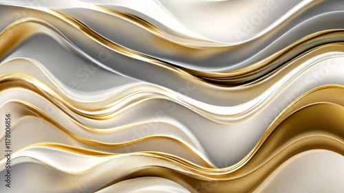 Gold and white striped wall. The wall is long. The stripes are long