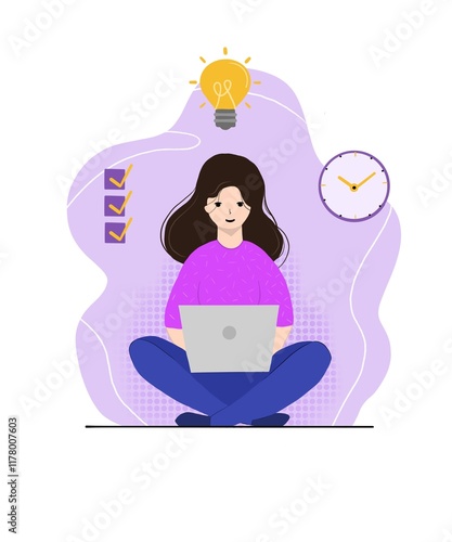 A girl working on a laptop