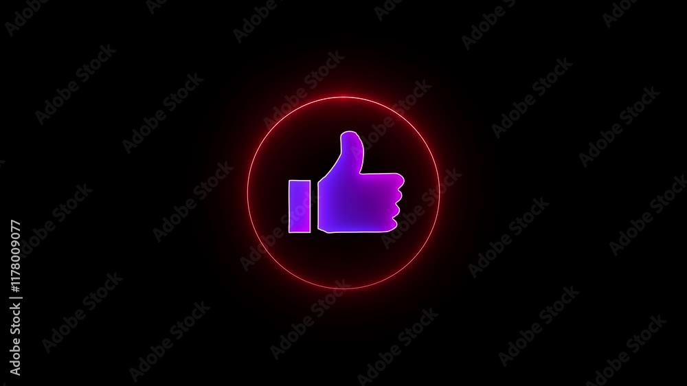 glowing neon hand icon like animation with black background. like icon animation concept. glowing neon hand icon like animation with black background. like icon animation concept.
