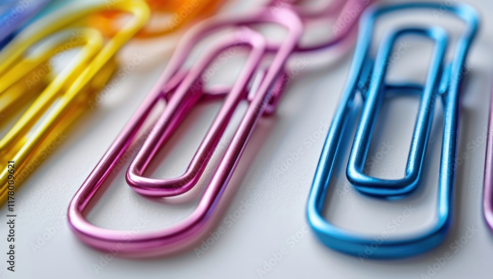 Colorful Paperclips on White Surface Colorful Paperclips on White Surface