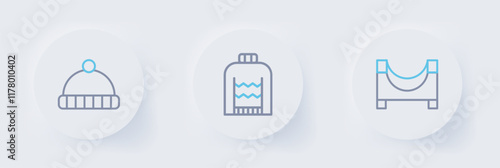 Set line Skate park, Christmas sweater and Winter hat icon. Vector