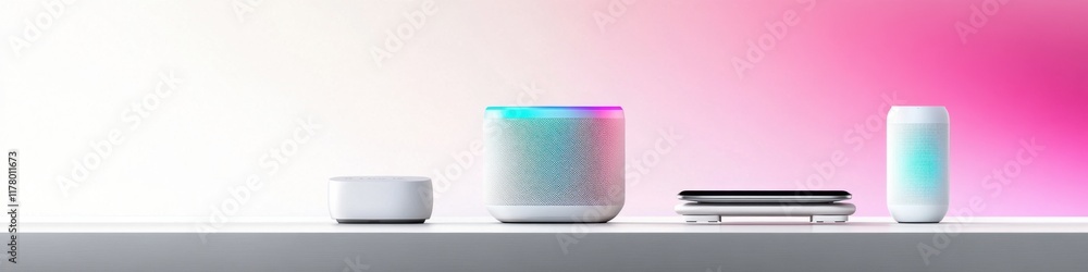 Modern smart gadgets arranged on a clean background for tech enthusiasts Modern smart gadgets arranged on a clean background for tech enthusiasts