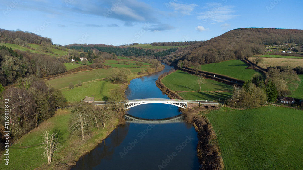Obraz premium Bigsweir Bridge, road bridge crossing the River Wye, straddling the boundary between the parish of St. Briavels, Gloucestershire, England.