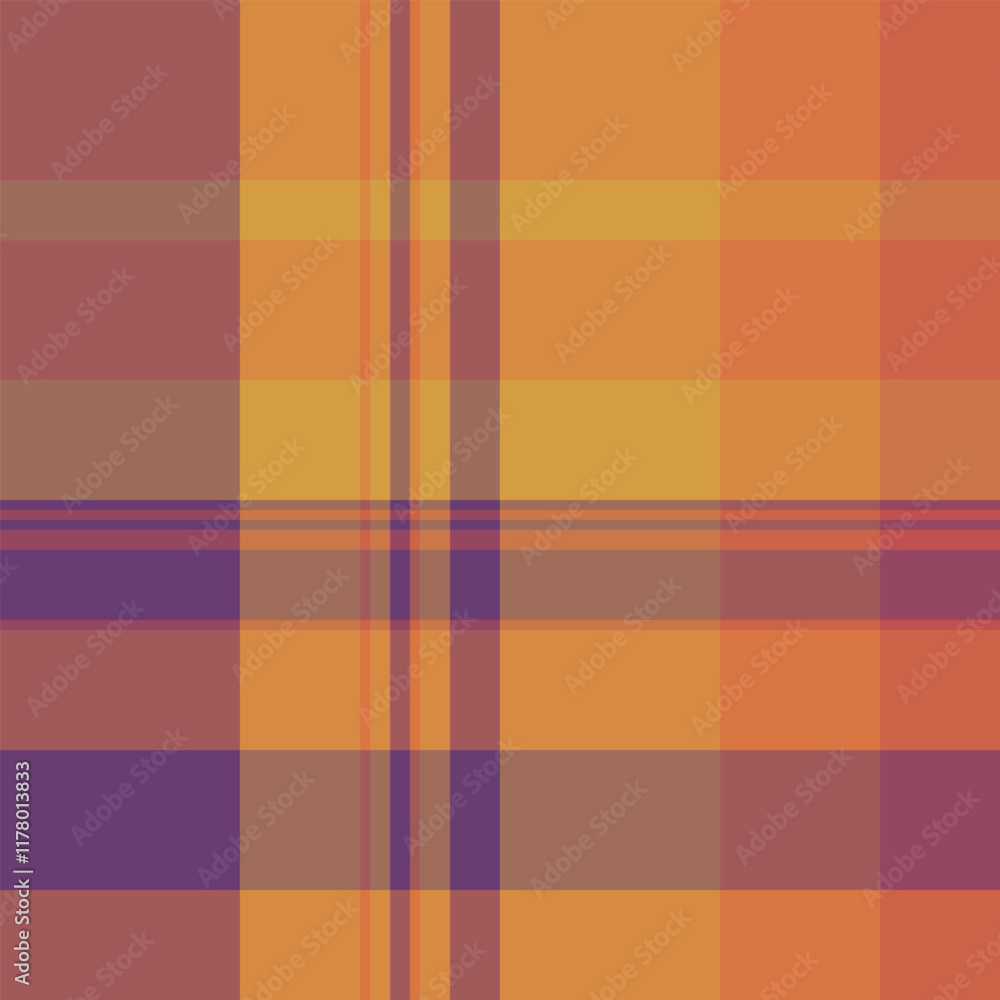 Obraz premium Romantic fabric check texture, robe tartan background plaid. String pattern seamless textile vector in orange and red colors.