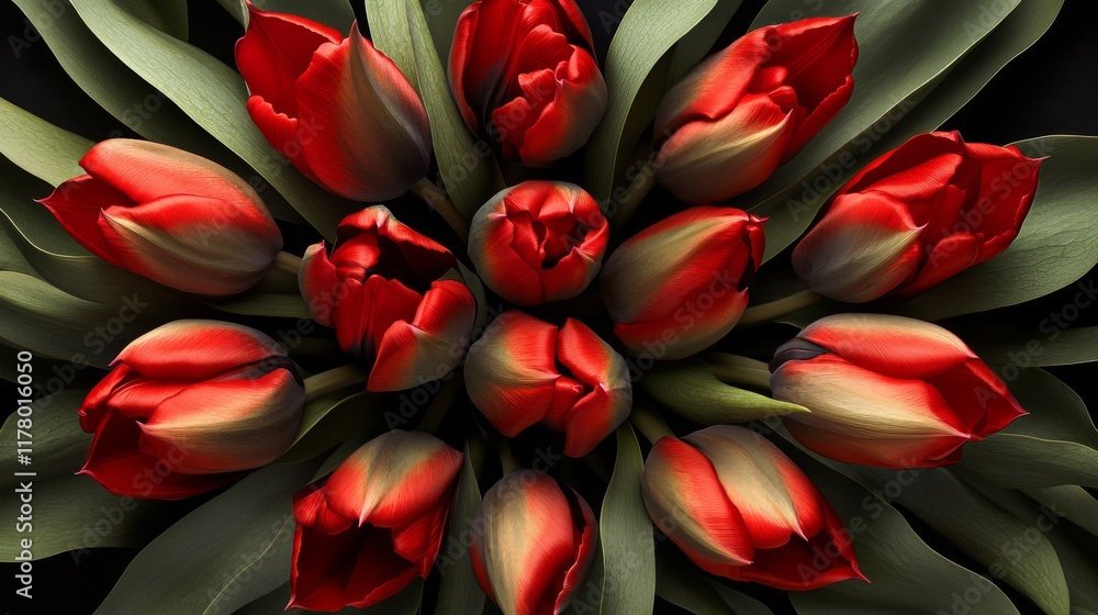 Red Tulips Arranged in a Circular Pattern Red Tulips Arranged in a Circular Pattern
