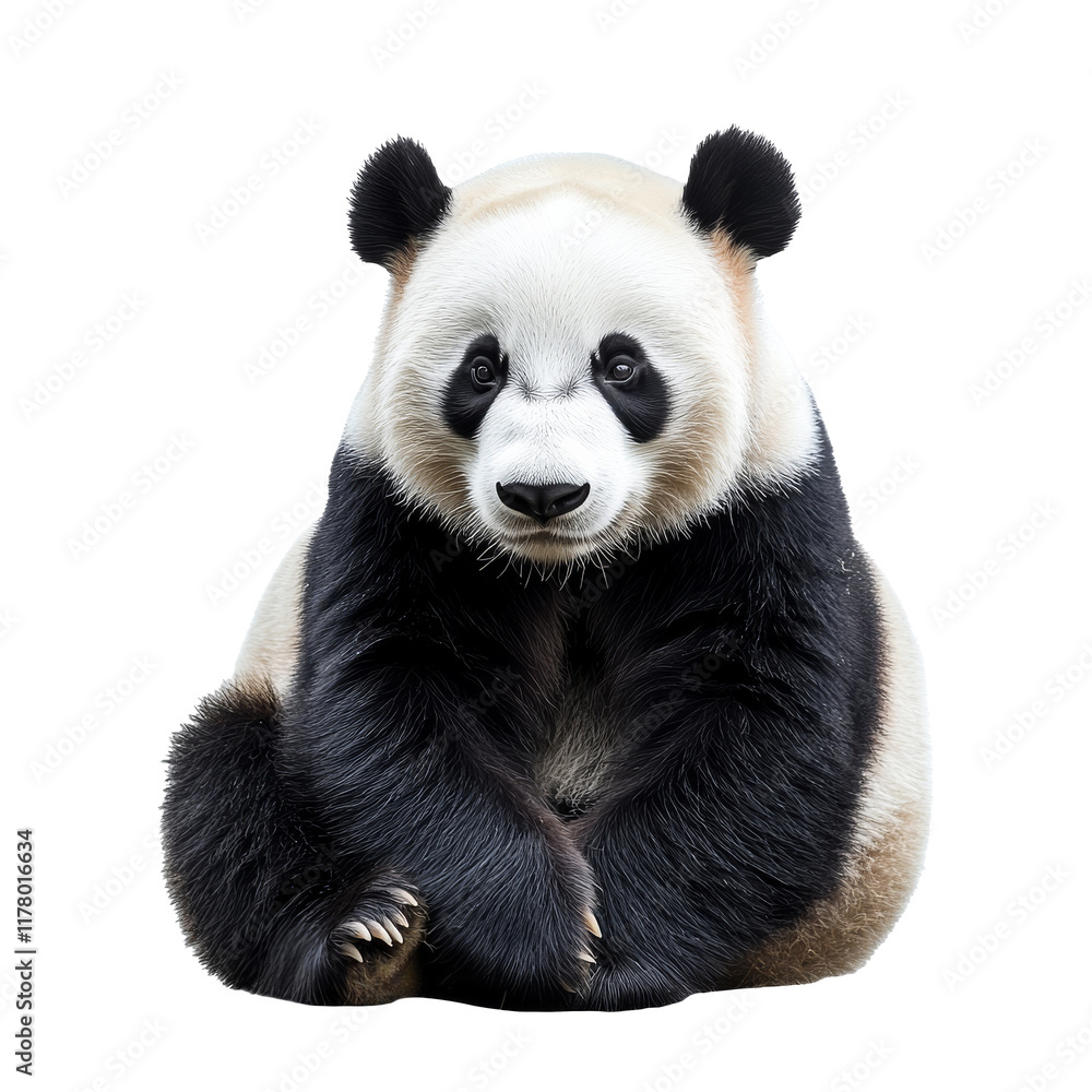 Naklejka premium Panda resting quietly in tranquil environment