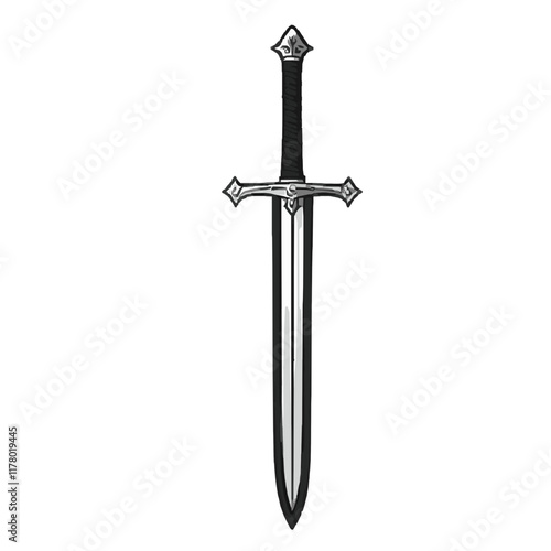 Black & White Medieval Sword - Vector Element