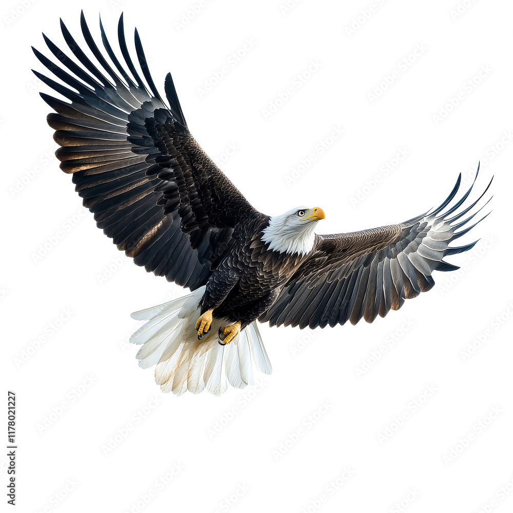Majestic eagle soaring in clear sky Majestic eagle soaring in clear sky