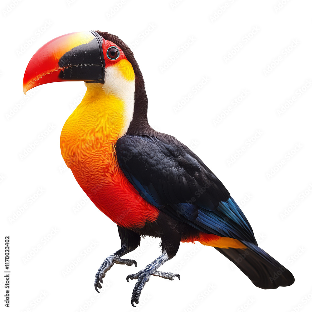 Naklejka premium Colorful toucan perched with vibrant plumage