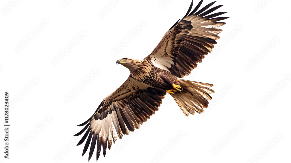 Fototapeta premium Eagle soaring in the sky, isolated on transparent background