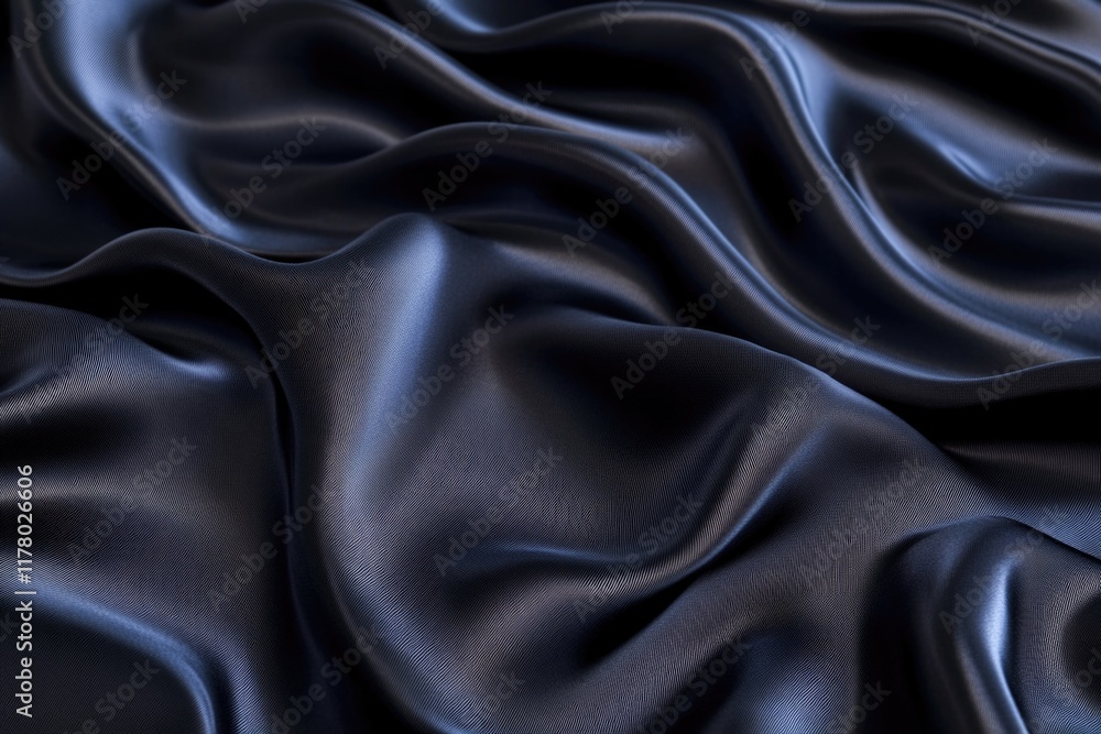 High-quality image of black satin fabric texture High-quality image of black satin fabric texture