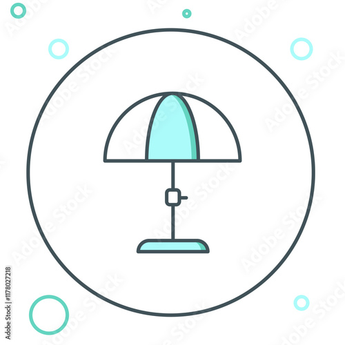 Line Sun protective umbrella for beach icon isolated on white background. Large parasol for outdoor space. Beach umbrella. Colorful outline concept. Vector