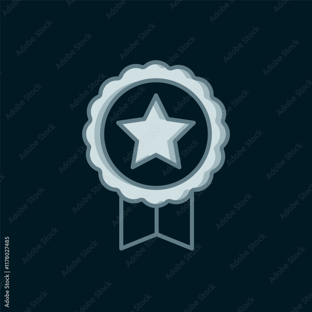 Line Medal with star icon isolated on black background. Winner achievement sign. Award medal. Flat filled outline style with shadow. Vector Line Medal with star icon isolated on black background. Winner achievement sign. Award medal. Flat filled outline style with shadow. Vector