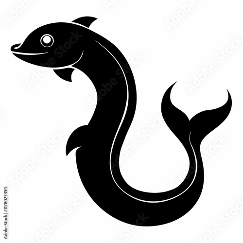 Hagfish Silhouette Vector - Simple Black on White photo