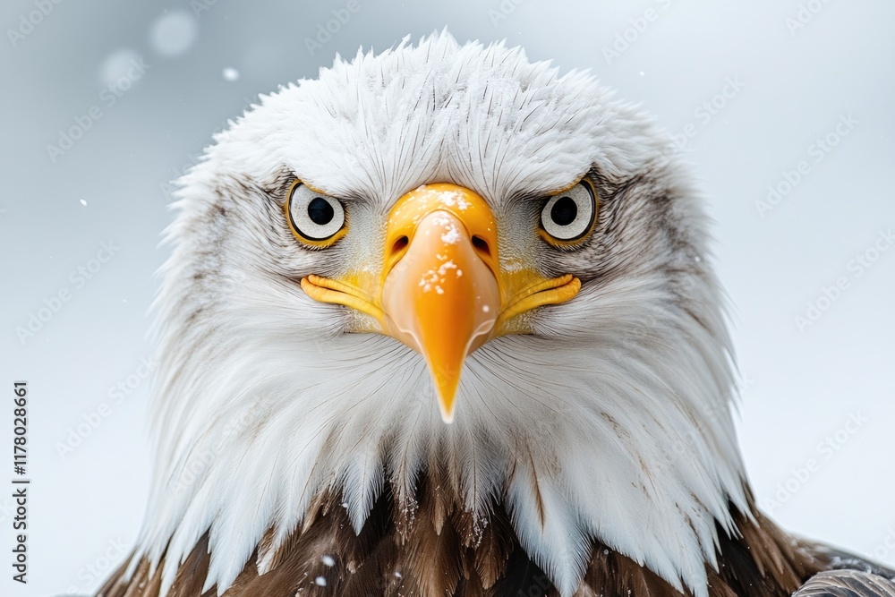 Fototapeta premium A clear shot of a bald eagle's facial features, suitable for use in wildlife or conservation contexts