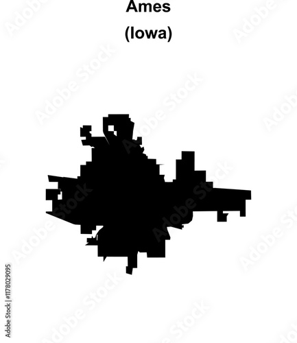 Ames (Iowa) blank outline map