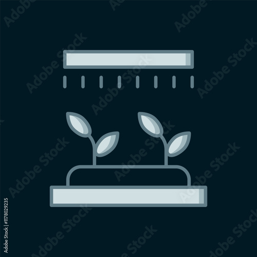 Line Automatic irrigation sprinklers icon isolated on black background. Watering equipment. Garden element. Spray gun icon. Flat filled outline style with shadow. Vector