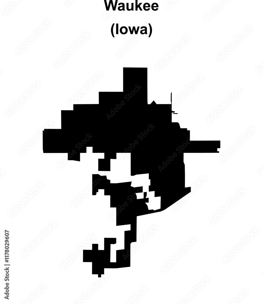 Fototapeta premium Waukee (Iowa) blank outline map