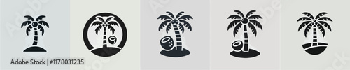 vector beautiful coconut tree silhouette