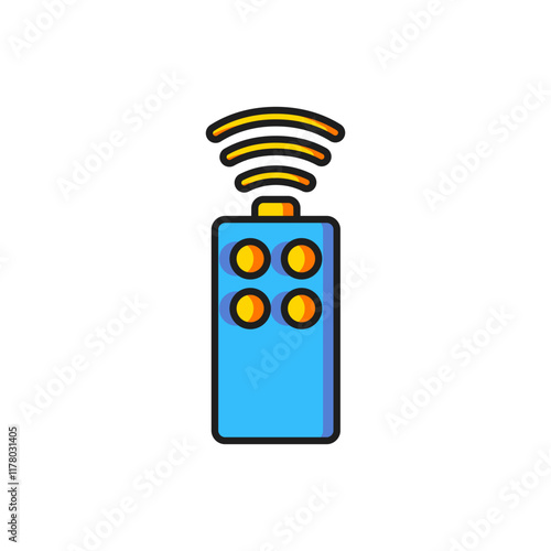 Color Remote control for the camera icon isolated on white background. An auxiliary device that allows you to work with a camera from a distance. Flat filled outline style with shadow. Vector