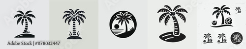 vector beautiful coconut tree silhouette