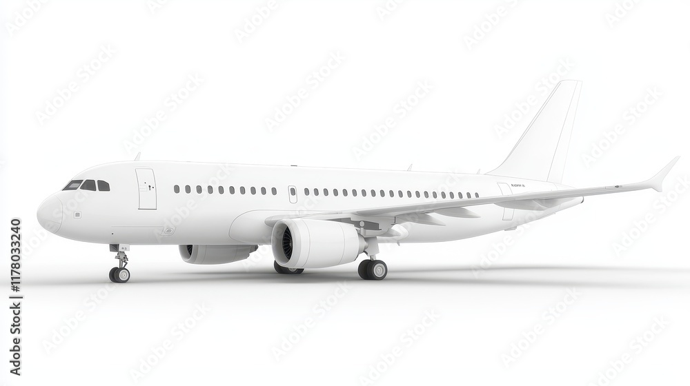 Sleek White Airplane on a Minimalist Background for Advertising Purposes Sleek White Airplane on a Minimalist Background for Advertising Purposes
