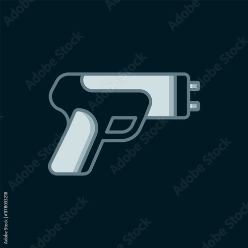 Line Police electric shocker icon isolated on black background. Shocker for protection. Taser is an electric weapon. Flat filled outline style with shadow. Vector