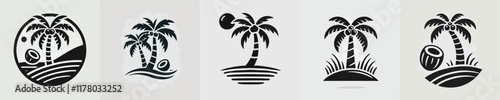 vector beautiful coconut tree silhouette