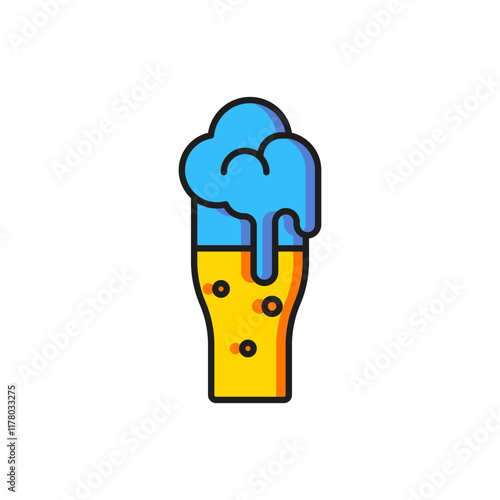Color Glass of beer icon isolated on white background. Flat filled outline style with shadow. Vector