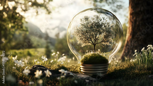 Wallpaper Mural Miniature garden encapsulated in glass evokes tranquility amidst nature, blending vibrant flowers and greenery under soft sunlight in a serene outdoor setting inviting creativity Torontodigital.ca