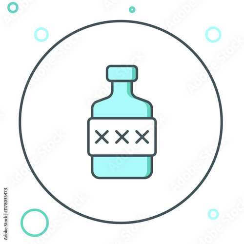 Line Whiskey bottle icon isolated on white background. Colorful outline concept. Vector