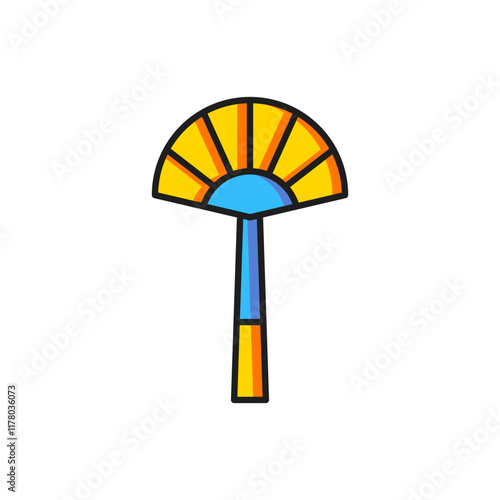 Color Egyptian fan icon isolated on white background. Flat filled outline style with shadow. Vector