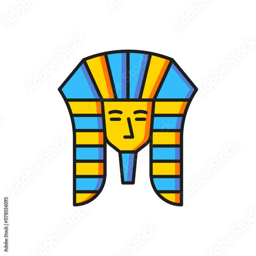 Color Egyptian pharaoh icon isolated on white background. Flat filled outline style with shadow. Vector