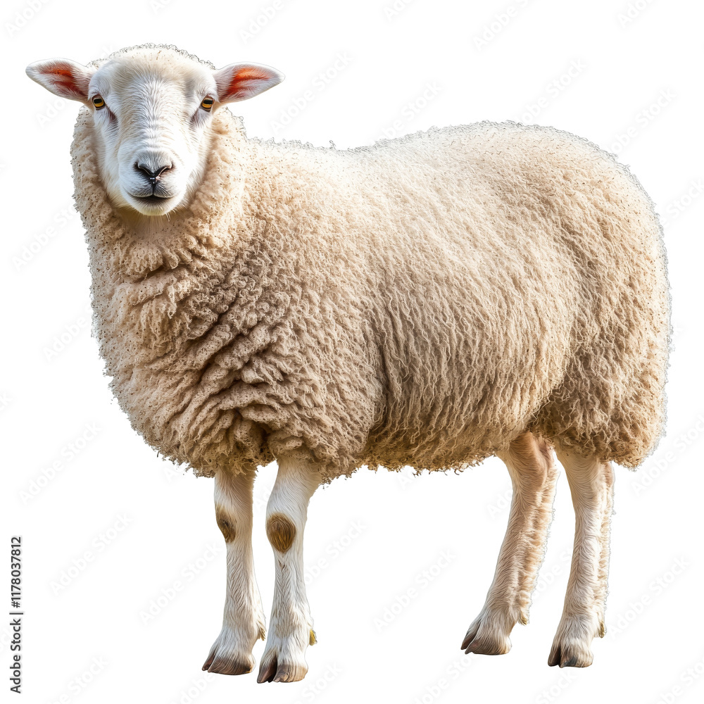 Sheep standing in a green pasture under sunlight Sheep standing in a green pasture under sunlight