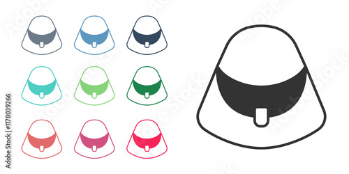 Black Handbag icon isolated on white background. Female handbag sign. Glamour casual baggage symbol. Set icons colorful. Vector
