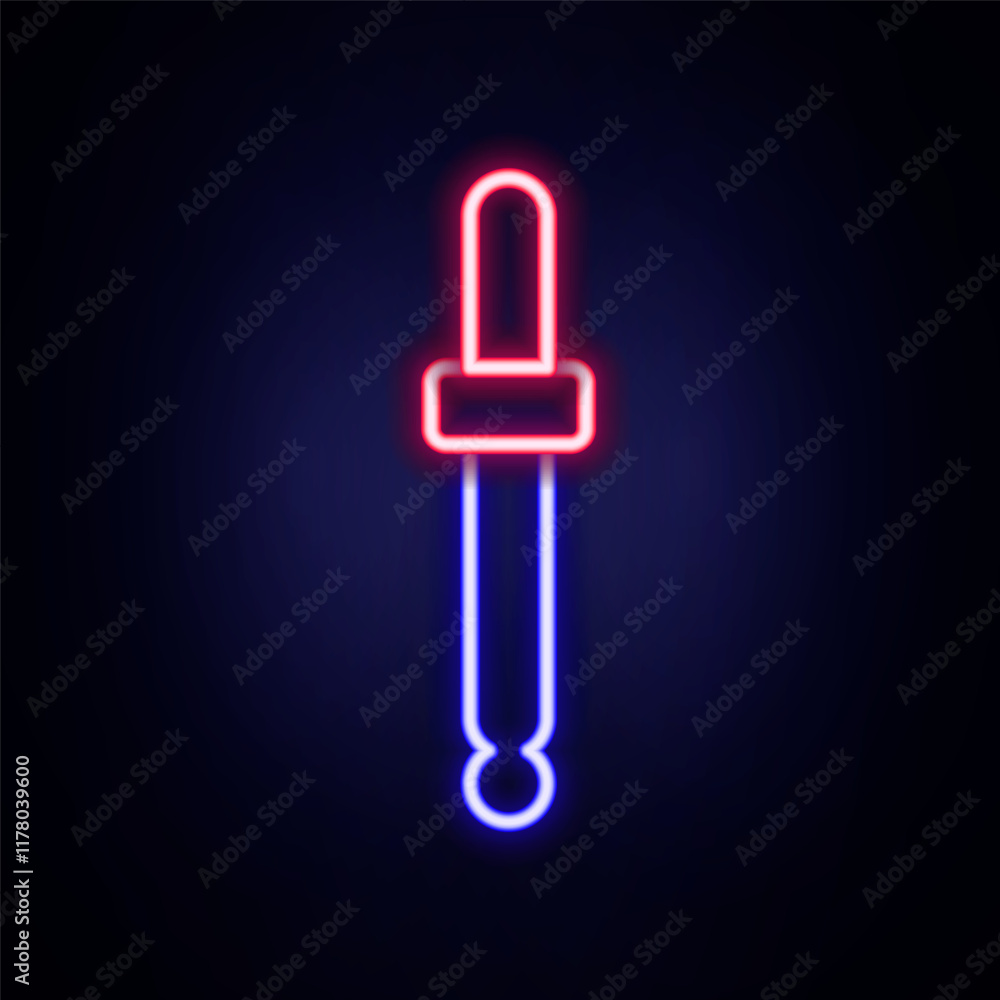 Glowing neon line Eyedropper color picker palette icon isolated on isolated on brick wall background. Colorful outline concept. Vector Glowing neon line Eyedropper color picker palette icon isolated on isolated on brick wall background. Colorful outline concept. Vector