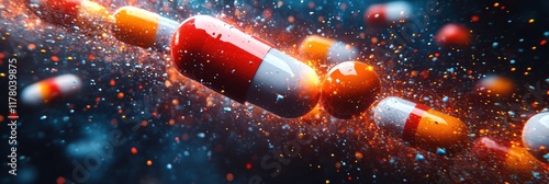 Vibrant capsules float in a dynamic display of color and movement in a creative advertisement