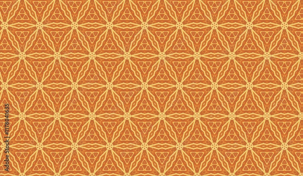 Geometric triangle pattern with symmetrical abstract design in warm tones Geometric triangle pattern with symmetrical abstract design in warm tones