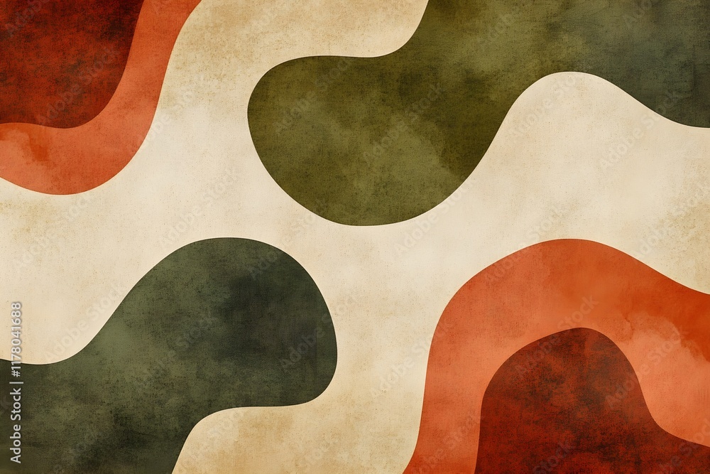 A dynamic background - smooth, blob shapes in warm earthy tones terracotta, olive green, cream. Modern organic design A dynamic background - smooth, blob shapes in warm earthy tones terracotta, olive green, cream. Modern organic design