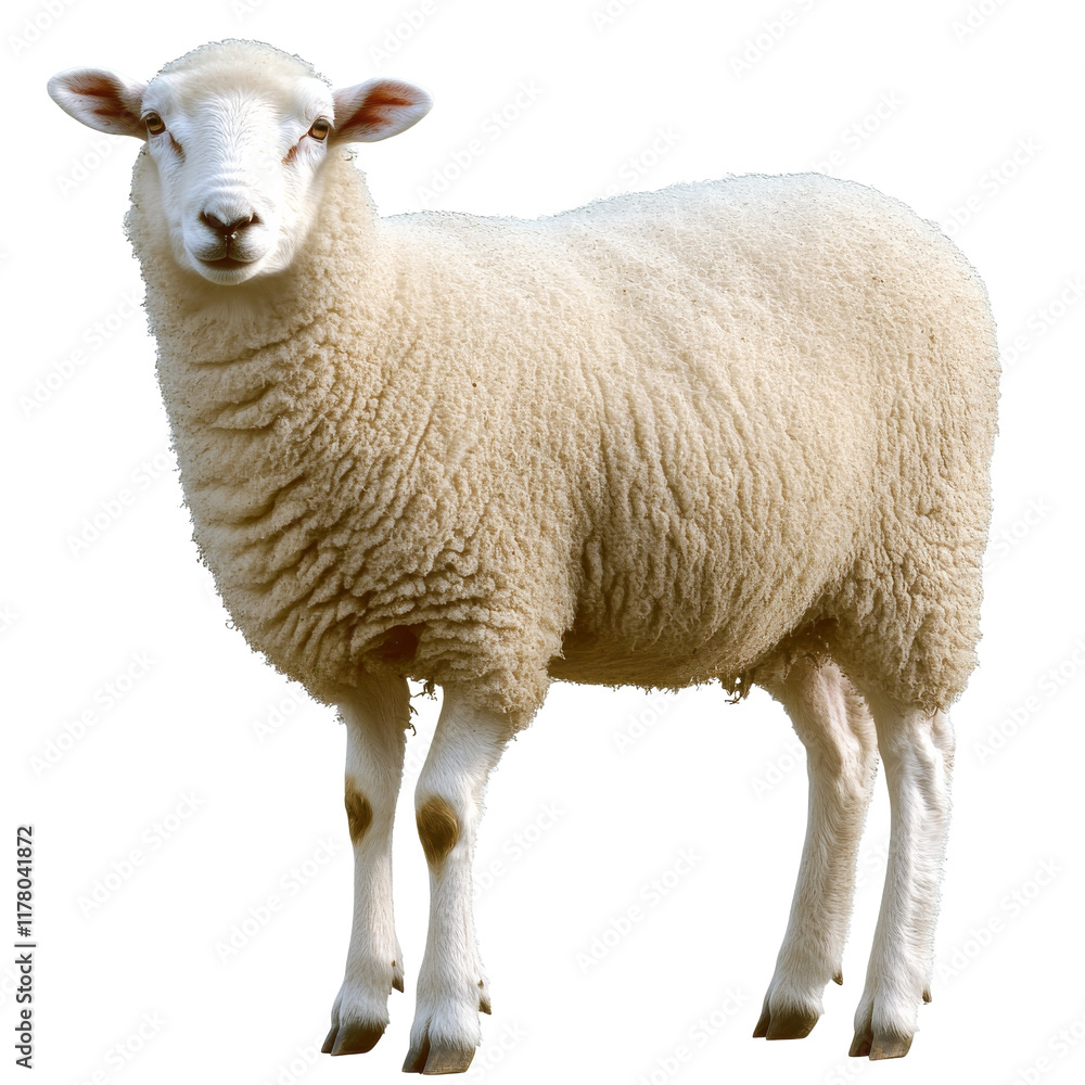Sheep standing on a green pasture in daylight Sheep standing on a green pasture in daylight