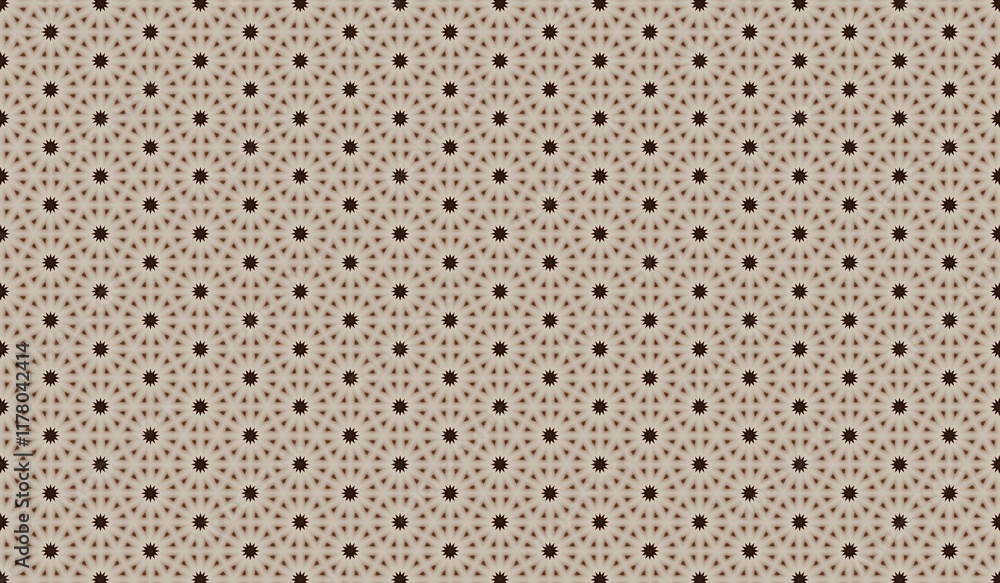 Fototapeta premium Geometric floral pattern on beige background with dark brown accents