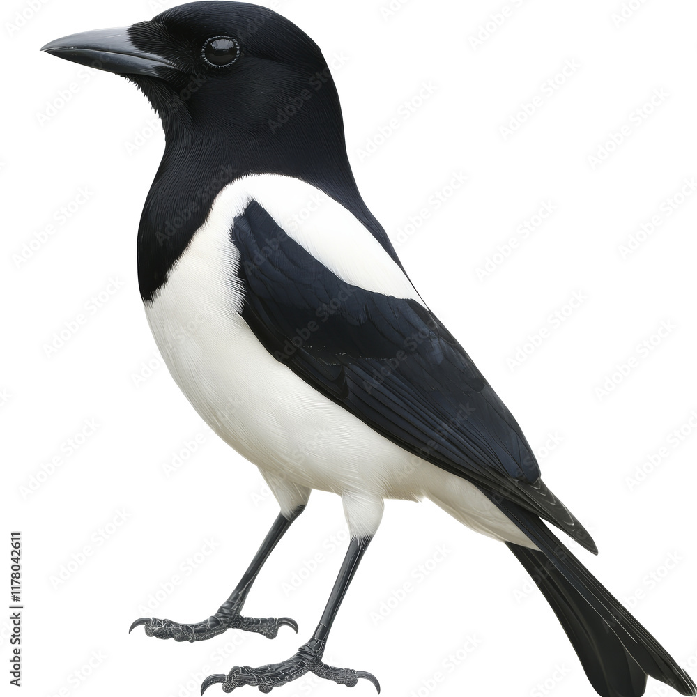 Naklejka premium Stunning black and white bird with charm