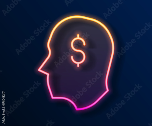 Glowing neon line Lucky player icon isolated on black background. Vector