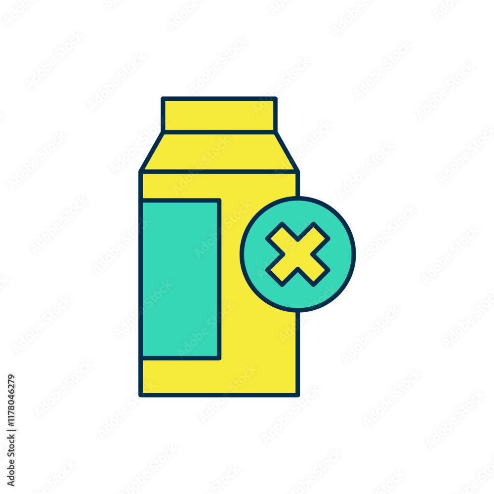 Filled outline Lactose intolerance icon isolated on white background. Not allow milk. Allergy concept, lactose intolerance allergy warning sign. Vector Filled outline Lactose intolerance icon isolated on white background. Not allow milk. Allergy concept, lactose intolerance allergy warning sign. Vector