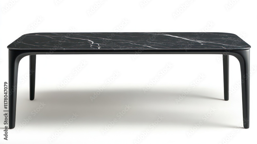 Modern black marble dining table on white background. Modern black marble dining table on white background.