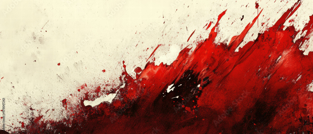Bold watercolor strokes creating a cinematic pattern texture in vibrant red and neutral tones Bold watercolor strokes creating a cinematic pattern texture in vibrant red and neutral tones