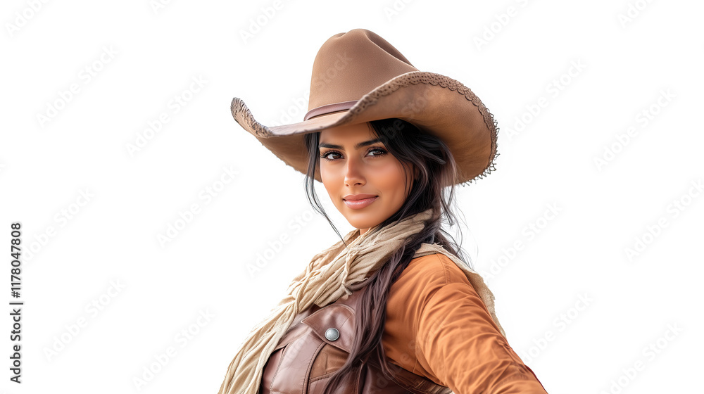 mexican female cowgirl model isolated on white background mexican female cowgirl model isolated on white background