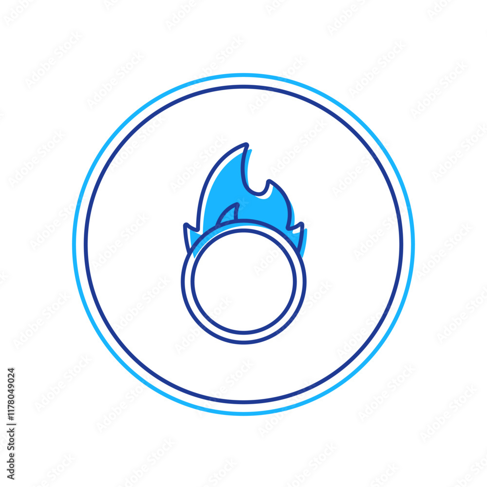 Filled outline Circus fire hoop icon isolated on white background. Ring of fire flame. Round fiery frame. Vector Filled outline Circus fire hoop icon isolated on white background. Ring of fire flame. Round fiery frame. Vector