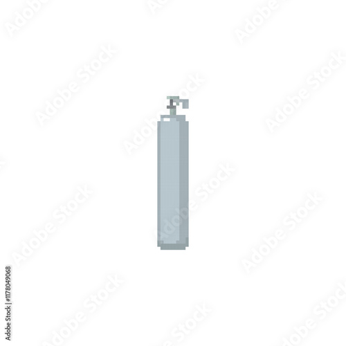 Pixelated gray gas cylinder icon. Retro pixel icon propane gas tank simple minimal digital fuel isolated icon